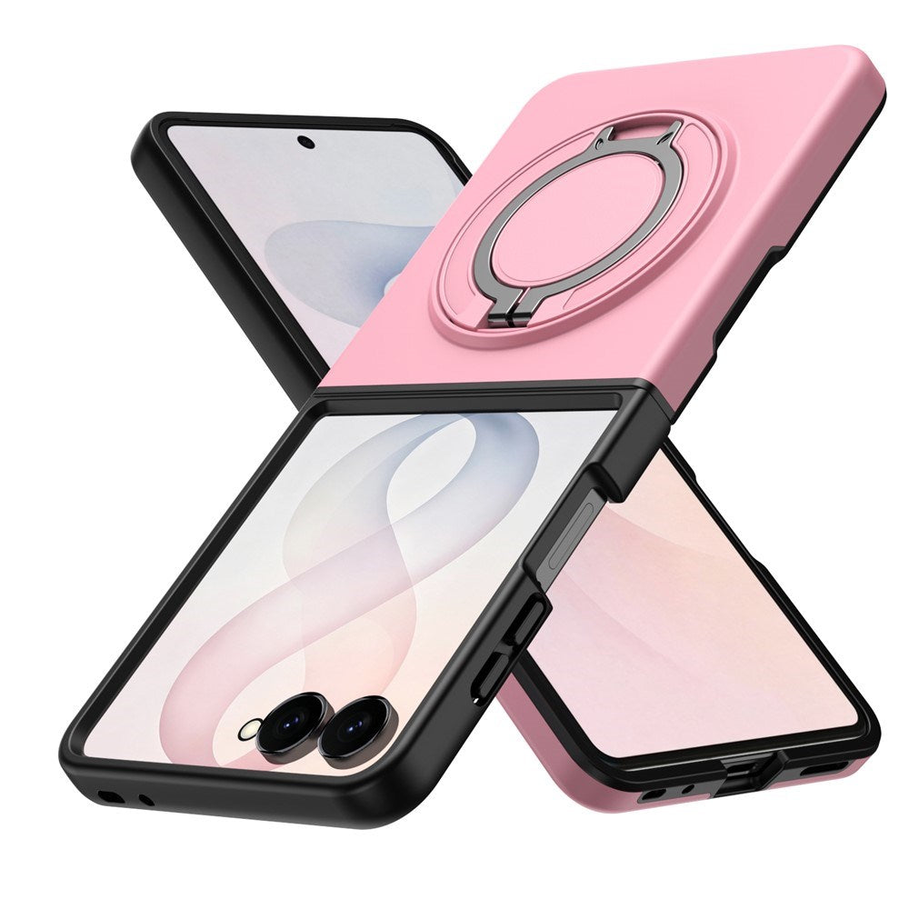 Samsung Galaxy Z Flip8 EIDERWOOD Hybrid Cover m. 360° Roterbar Kickstand - Lyserød
