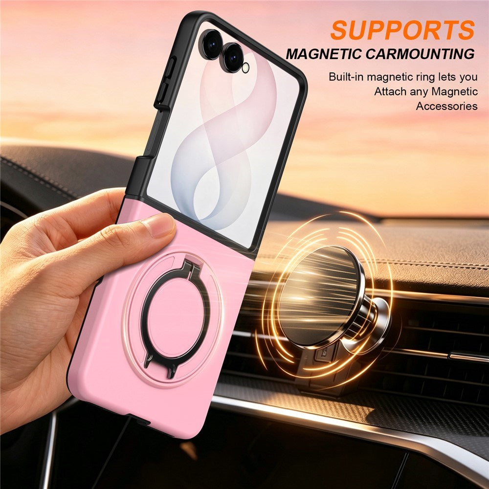 Samsung Galaxy Z Flip8 EIDERWOOD Hybrid Cover m. 360° Roterbar Kickstand - Lyserød