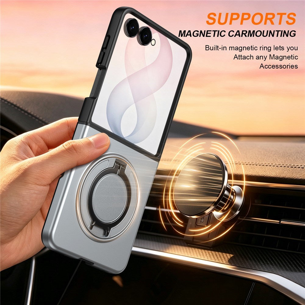 Samsung Galaxy Z Flip8 EIDERWOOD Hybrid Cover m. 360° Roterbar Kickstand - Grå