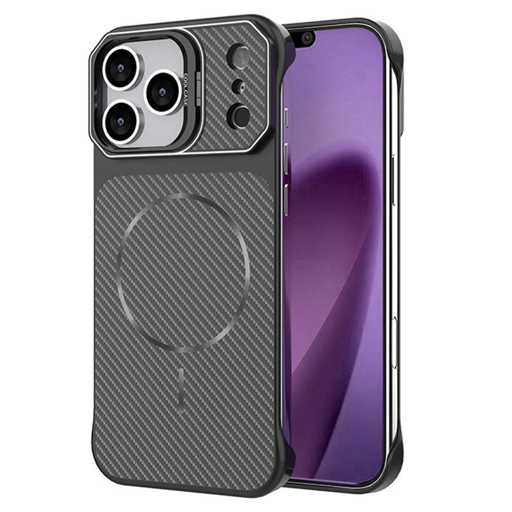 iPhone 18 Pro / 17 Pro EIDERWOOD Carbon Fiber Cover m. Kickstand - MagSafe Kompatibelt - Sort
