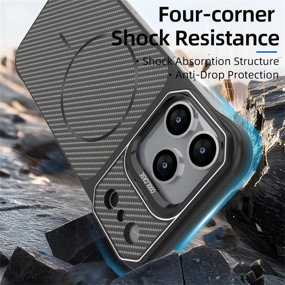 iPhone 18 Pro / 17 Pro EIDERWOOD Carbon Fiber Cover m. Kickstand - MagSafe Kompatibelt - Sort