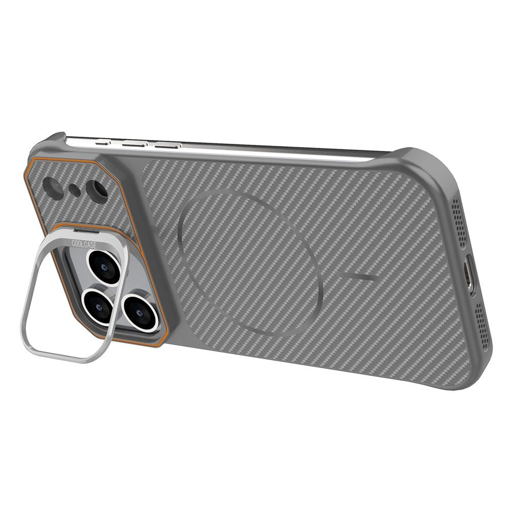 iPhone 18 Pro / 17 Pro EIDERWOOD Carbon Fiber Cover m. Kickstand - MagSafe Kompatibelt - Grå