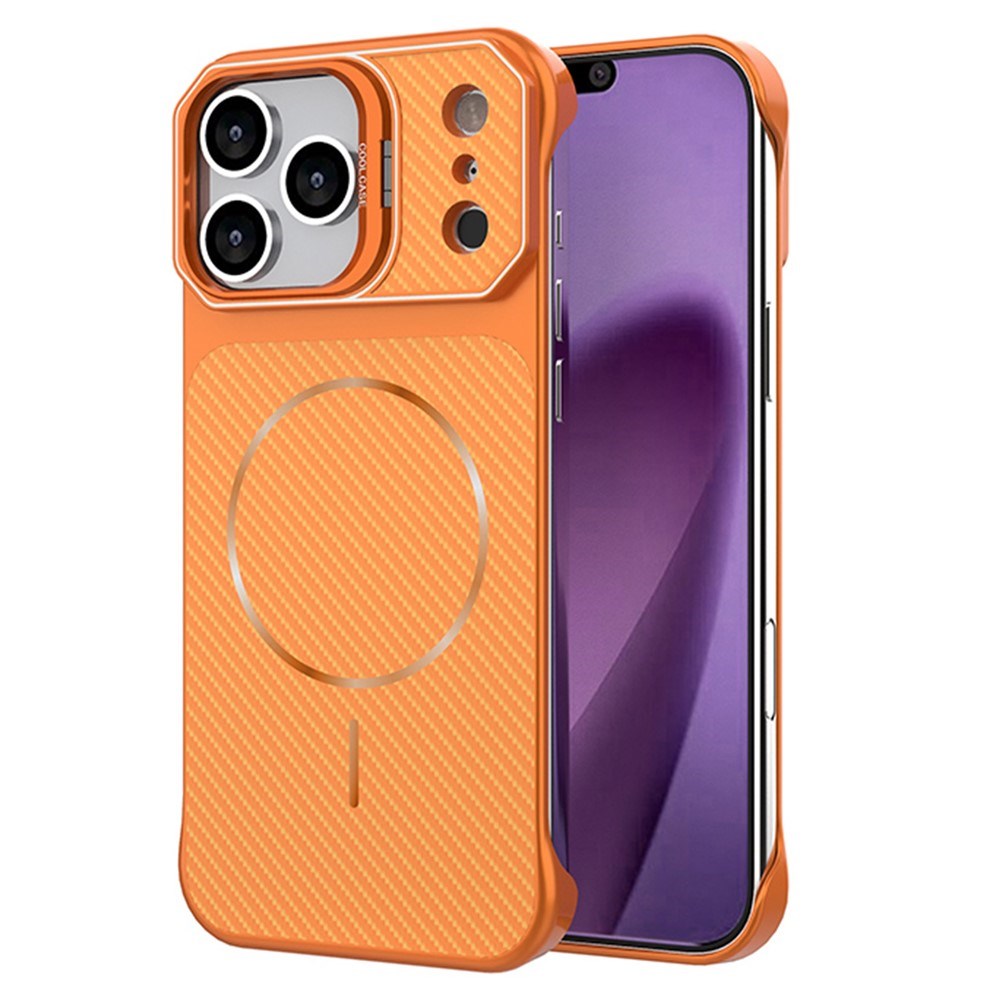 iPhone 18 Pro / 17 Pro EIDERWOOD Carbon Fiber Cover m. Kickstand - MagSafe Kompatibelt - Orange