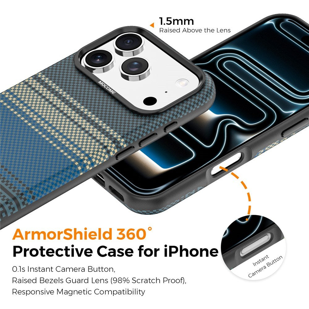 iPhone 18 Pro EIDERWOOD Cover m. Mønstret Kunstlæderbagside - MagSafe Kompatibel - Blå