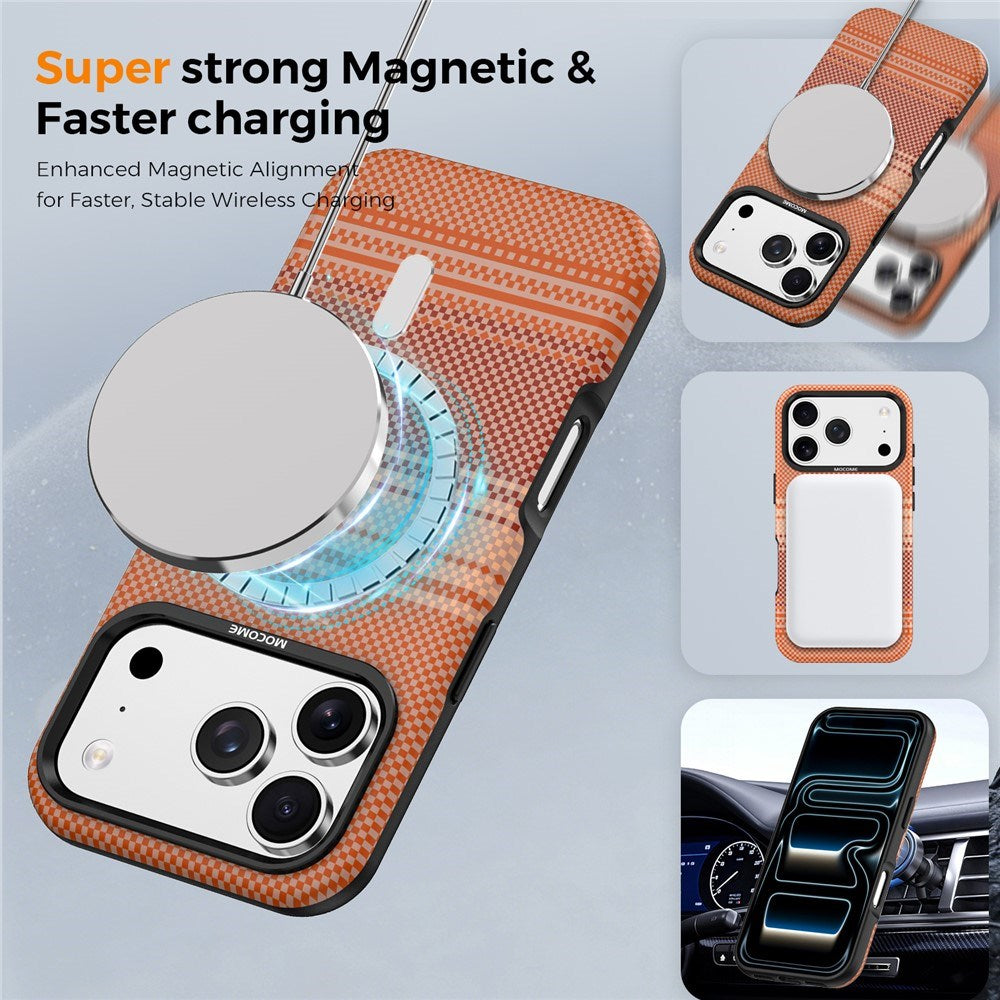 iPhone 18 Pro EIDERWOOD Cover m. Mønstret Kunstlæderbagside - MagSafe Kompatibel - Orange