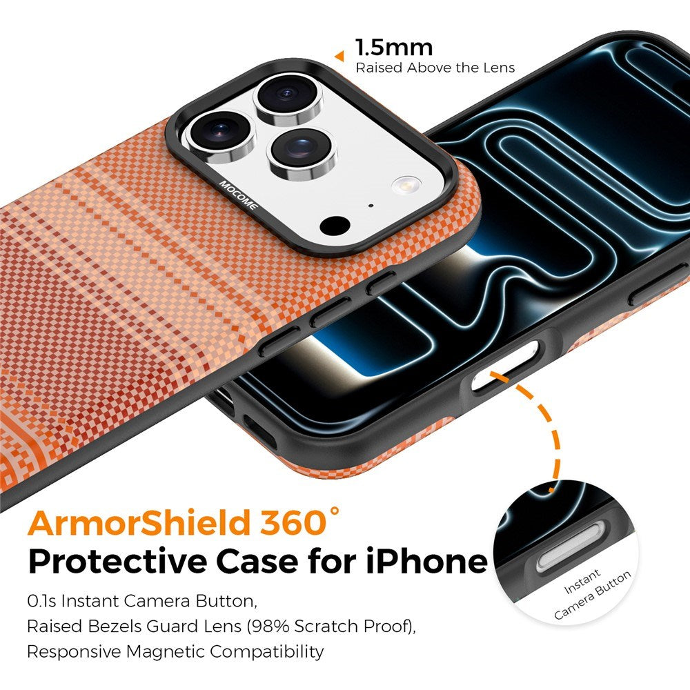 iPhone 18 Pro EIDERWOOD Cover m. Mønstret Kunstlæderbagside - MagSafe Kompatibel - Orange