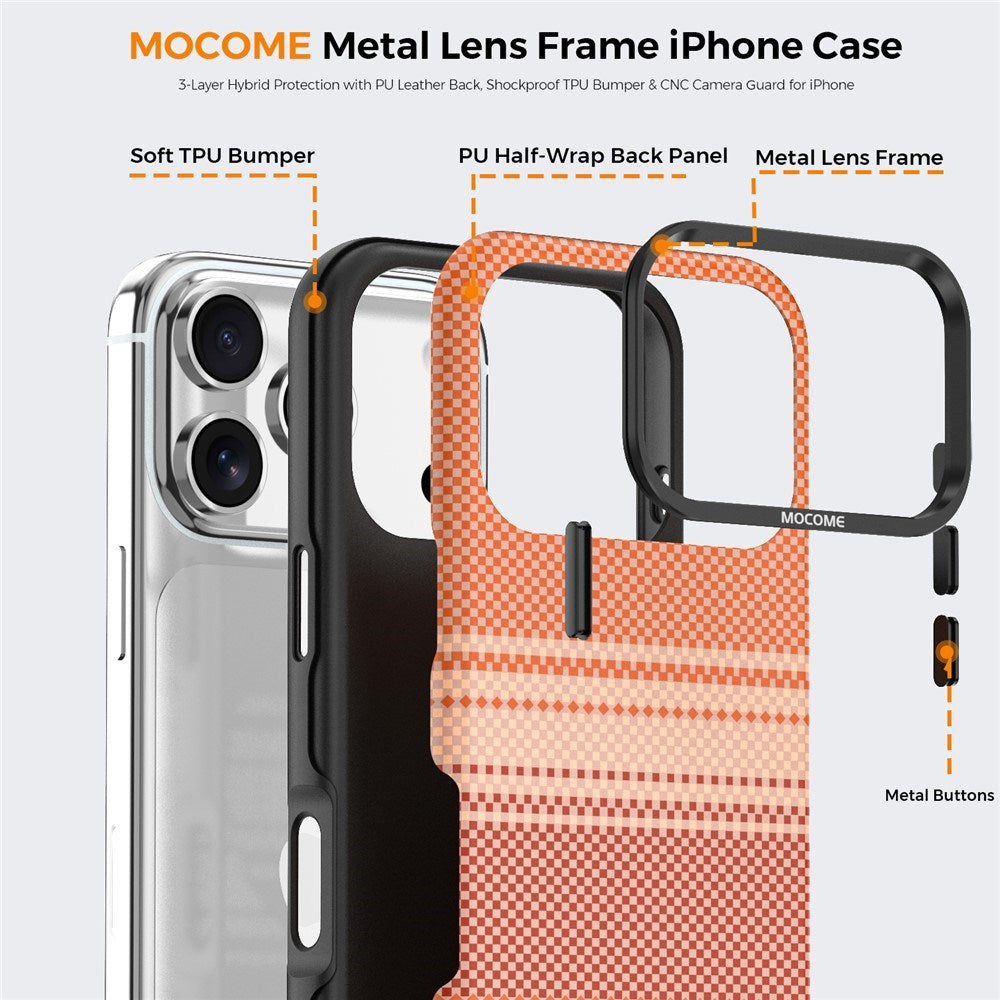 iPhone 18 Pro EIDERWOOD Cover m. Mønstret Kunstlæderbagside - MagSafe Kompatibel - Orange