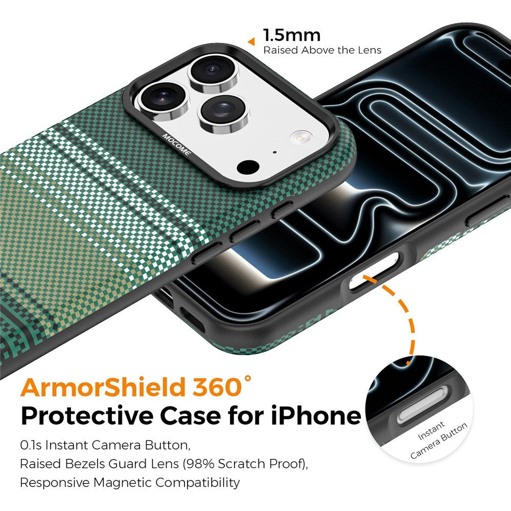 iPhone 18 Pro EIDERWOOD Cover m. Mønstret Kunstlæderbagside - MagSafe Kompatibel - Grøn