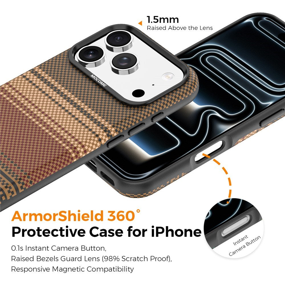 iPhone 18 Pro EIDERWOOD Cover m. Mønstret Kunstlæderbagside - MagSafe Kompatibel - Brun