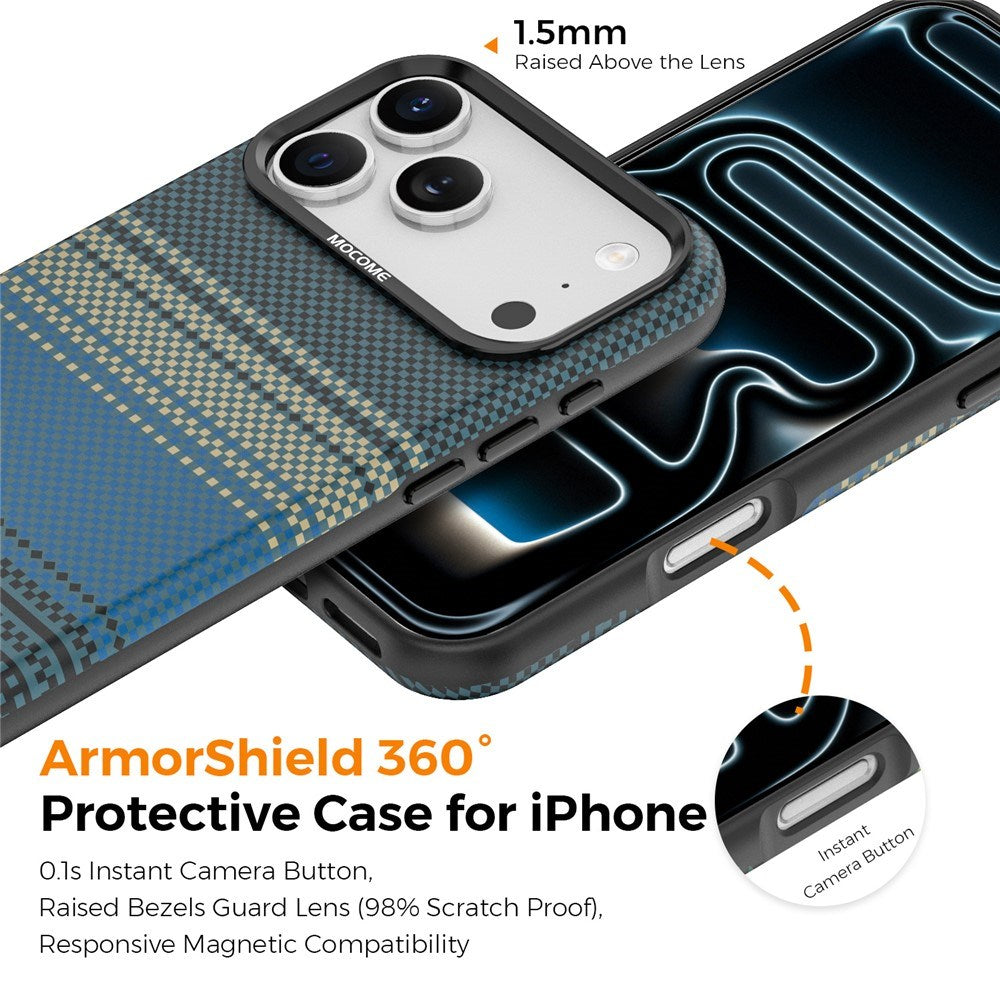 iPhone 18 Pro Max EIDERWOOD Cover m. Mønstret Kunstlæderbagside - MagSafe Kompatibel - Blå