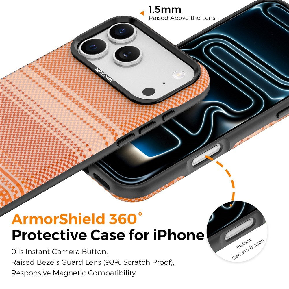 iPhone 18 Pro Max EIDERWOOD Cover m. Mønstret Kunstlæderbagside - MagSafe Kompatibel - Orange