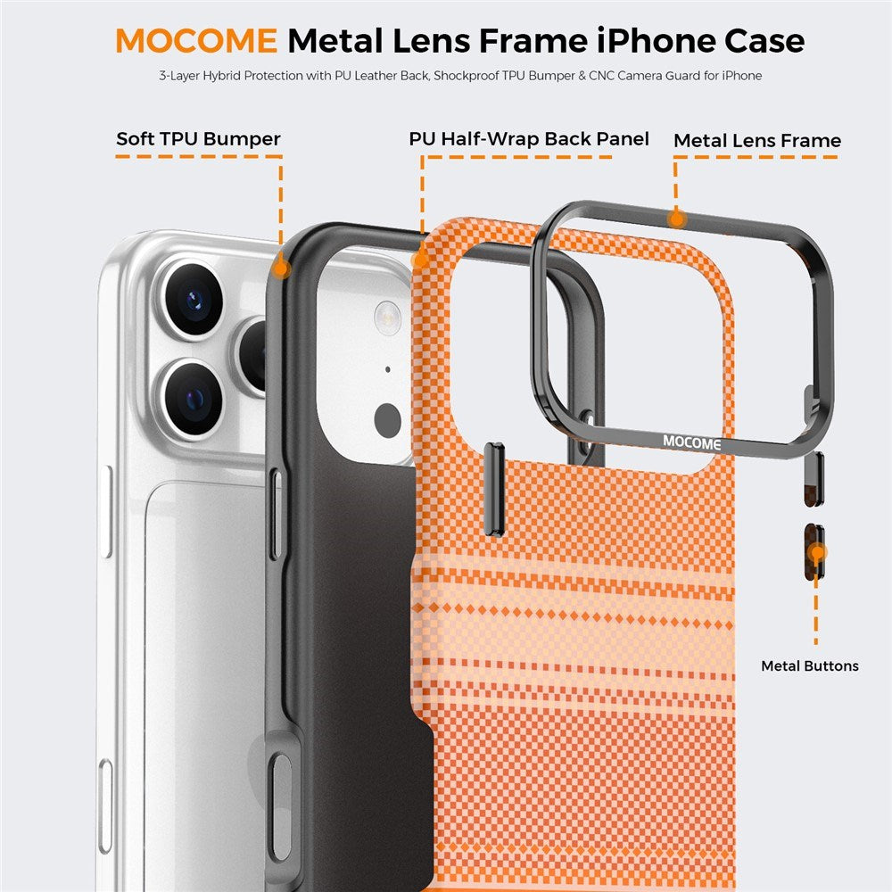 iPhone 18 Pro Max EIDERWOOD Cover m. Mønstret Kunstlæderbagside - MagSafe Kompatibel - Orange