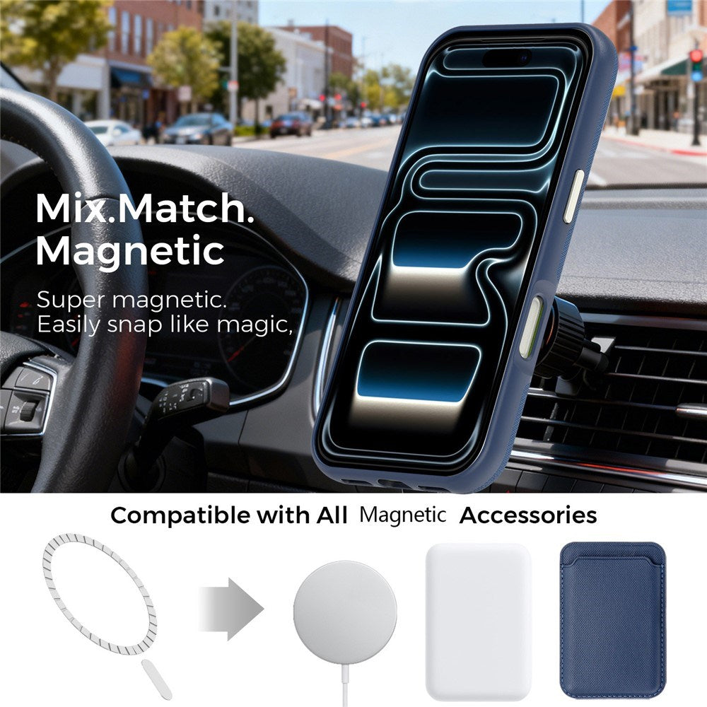 iPhone 18 Pro EIDERWOOD Kunstlæder Bagside Cover m. Aftagelig Kortholder - MagSafe Kompatibel - Blå