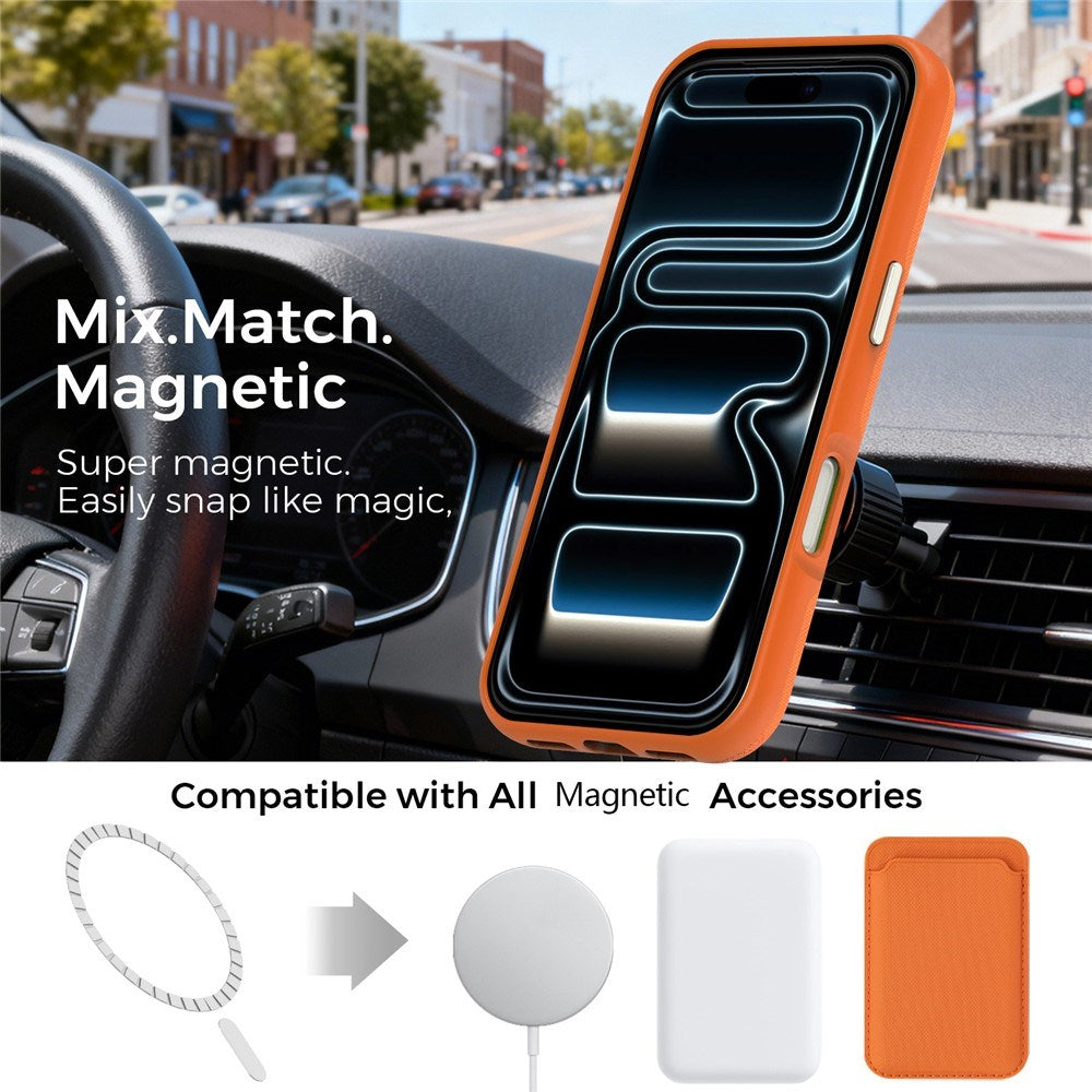 iPhone 18 Pro EIDERWOOD Kunstlæder Bagside Cover m. Aftagelig Kortholder - MagSafe Kompatibel - Orange