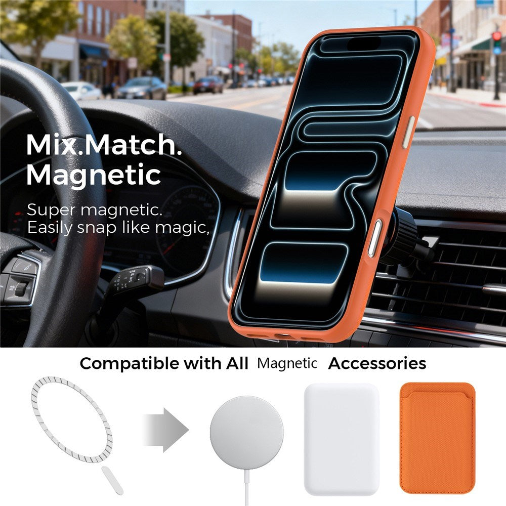 iPhone 18 Pro Max EIDERWOOD Kunstlæder Bagside Cover m. Aftagelig Kortholder - MagSafe Kompatibel - Orange