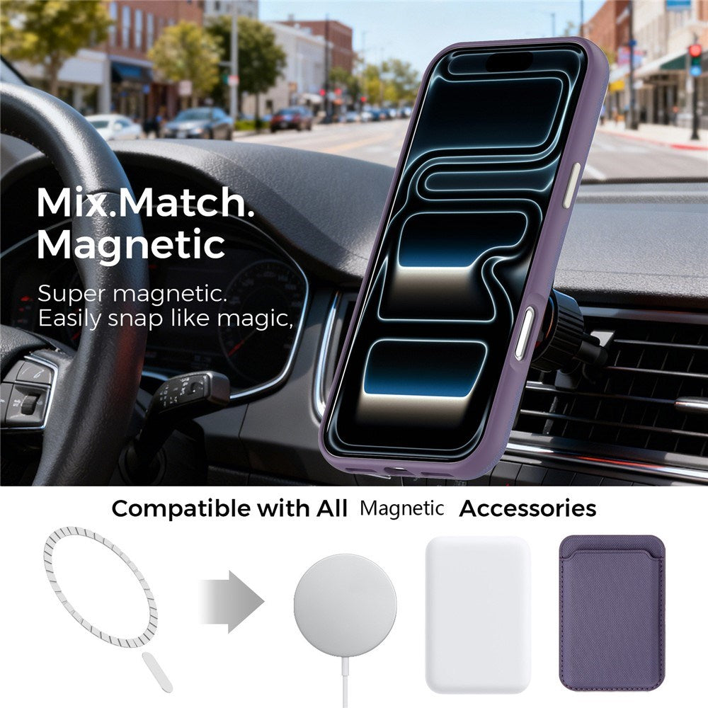 iPhone 18 Pro Max EIDERWOOD Kunstlæder Bagside Cover m. Aftagelig Kortholder - MagSafe Kompatibel - Lilla