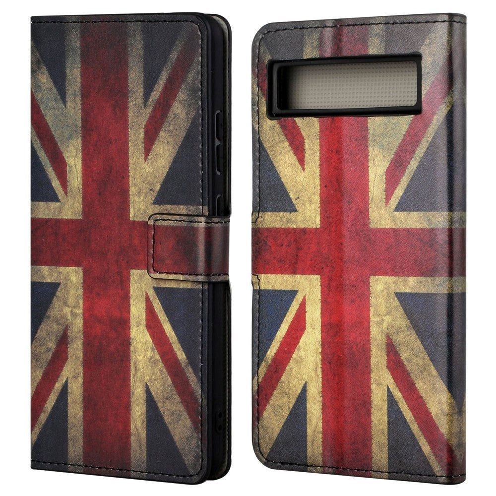 Google Pixel 7A Læder Cover m. Pung & Ståfunktion - Union Jack