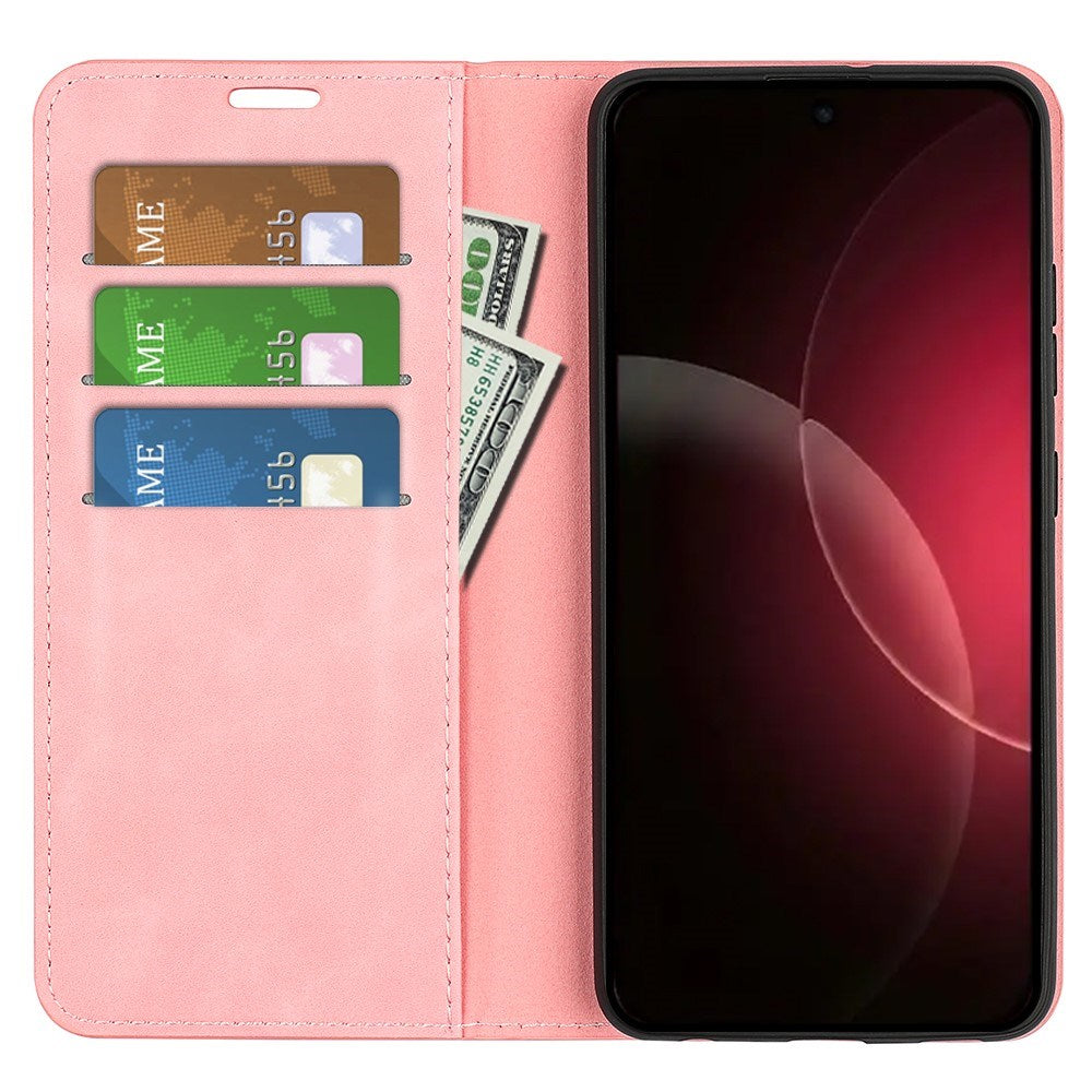Xiaomi 18 Pro Max EIDERWOOD Kunstlæder Flip Cover m. Pung og Ståfunktion - Lyserød