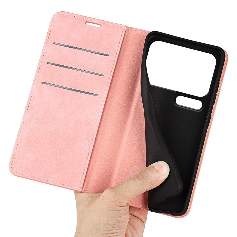 Xiaomi 18 Pro Max EIDERWOOD Kunstlæder Flip Cover m. Pung og Ståfunktion - Lyserød