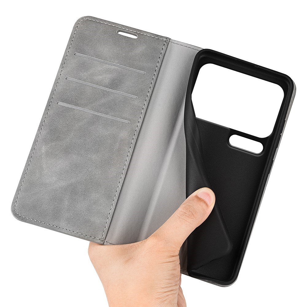 Xiaomi 18 Pro Max EIDERWOOD Kunstlæder Flip Cover m. Pung og Ståfunktion - Grå