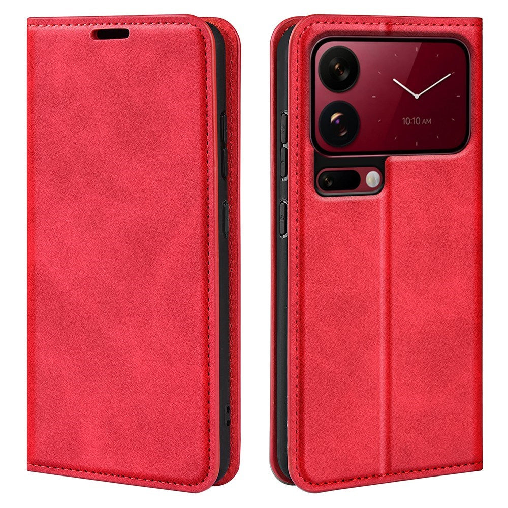 Xiaomi 18 Pro Max EIDERWOOD Kunstlæder Flip Cover m. Pung og Ståfunktion - Rød