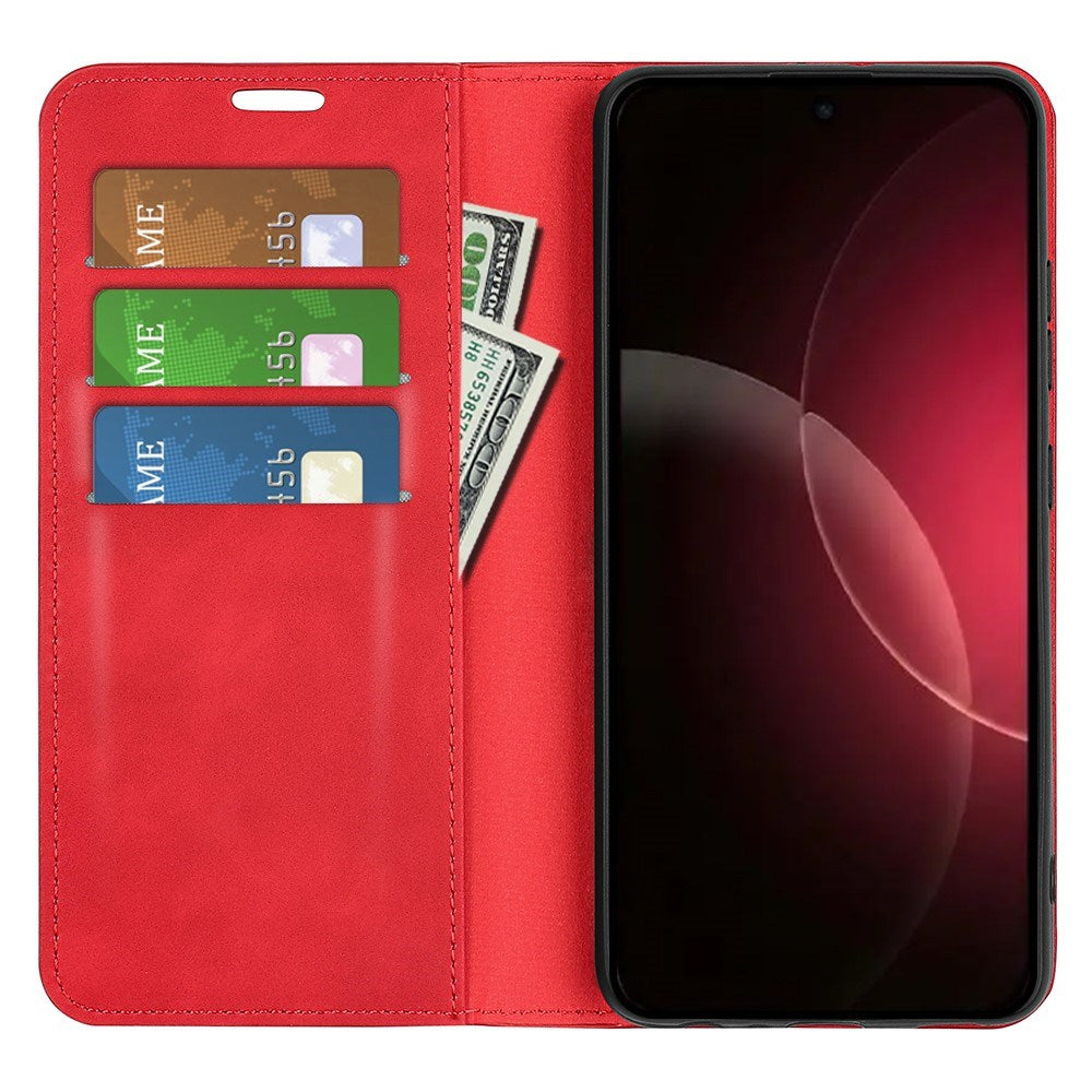 Xiaomi 18 Pro Max EIDERWOOD Kunstlæder Flip Cover m. Pung og Ståfunktion - Rød