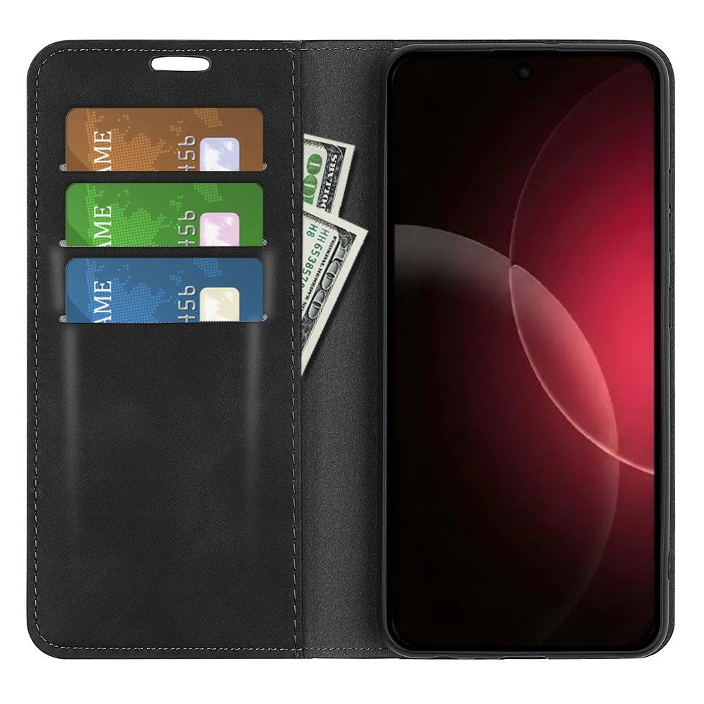Xiaomi 18 Pro EIDERWOOD Kunstlæder Flip Cover m. Pung og Ståfunktion - Sort