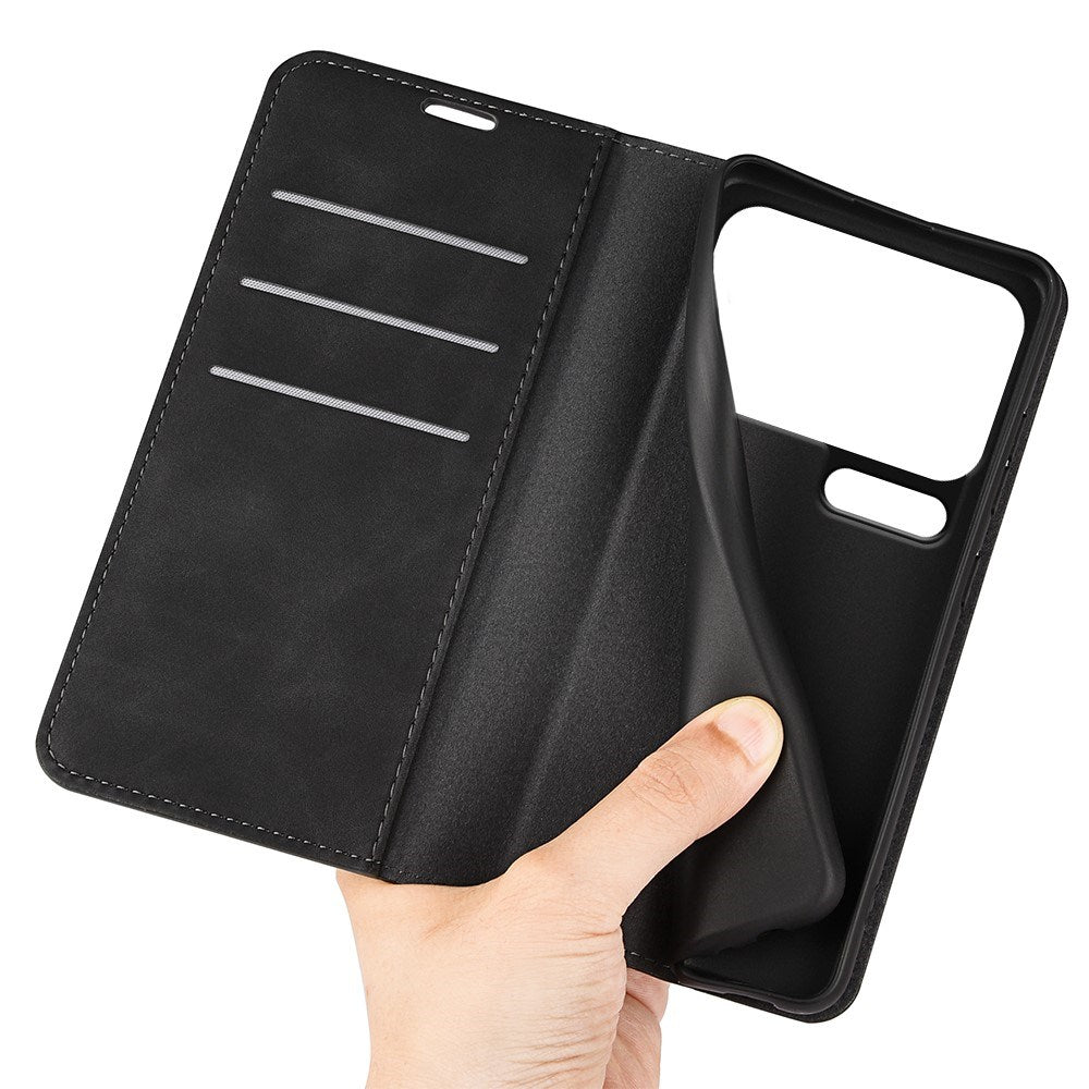 Xiaomi 18 Pro EIDERWOOD Kunstlæder Flip Cover m. Pung og Ståfunktion - Sort