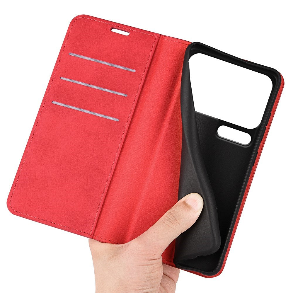 Xiaomi 18 Pro EIDERWOOD Kunstlæder Flip Cover m. Pung og Ståfunktion - Rød
