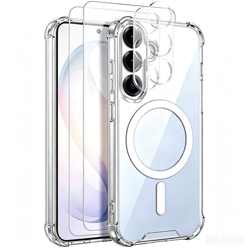 Samsung Galaxy S26 FE Beskyttelsessæt m. 1 x MagSafe Cover 2 x Skærmbeskyttelsesglas 2 x Kamerabeskyttelsesglas - Gennemsigtig