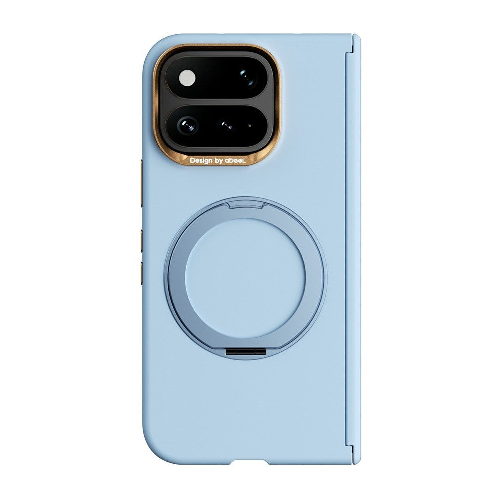Google Pixel 11 Pro Fold ABEEL Hårdt Soft-Touch Plast Cover m. Kickstand - MagSafe Kompatibel - Lyseblå