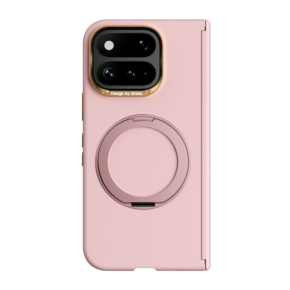 Google Pixel 11 Pro Fold ABEEL Hårdt Soft-Touch Plast Cover m. Kickstand - MagSafe Kompatibel - Lyserød