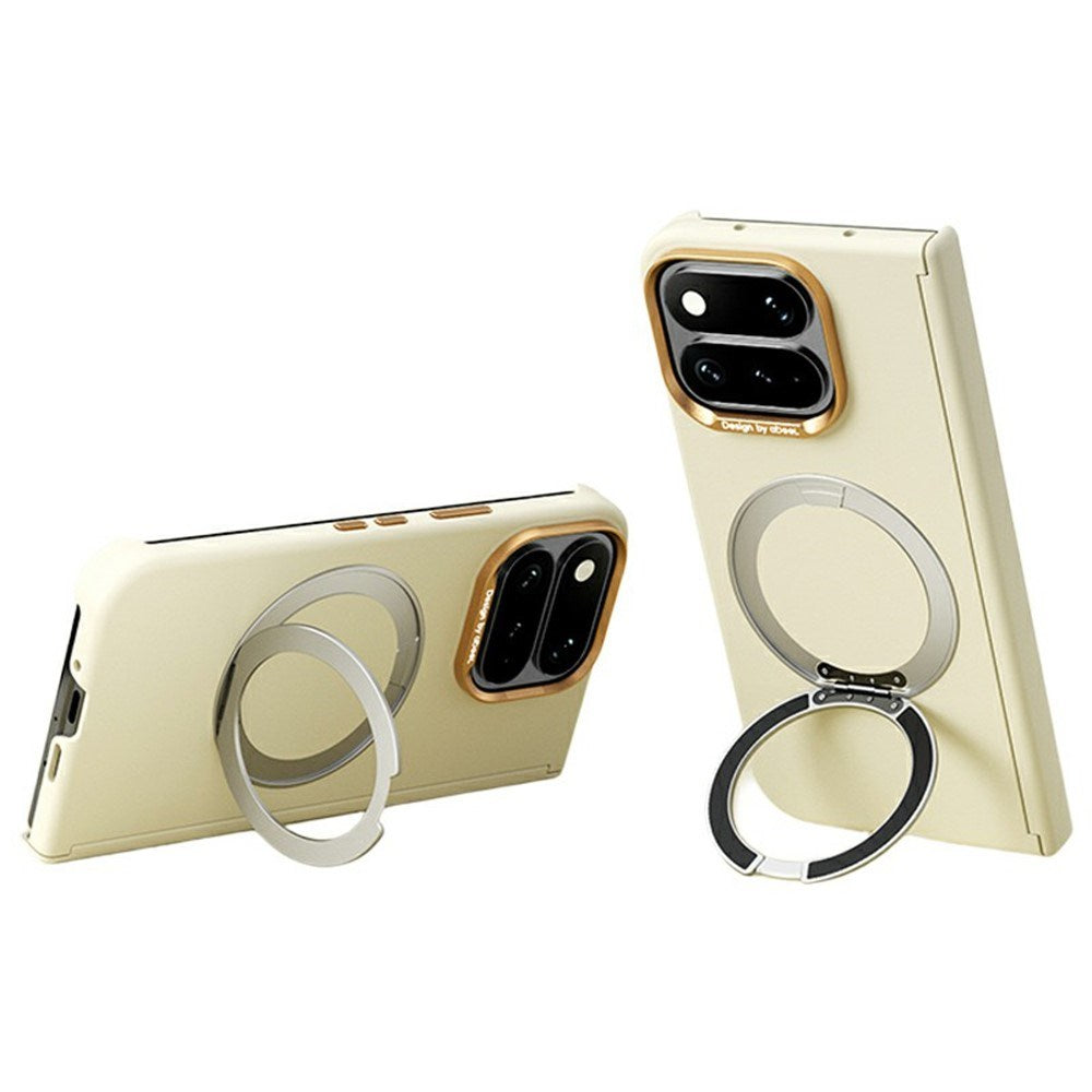 Google Pixel 11 Pro Fold ABEEL Hårdt Soft-Touch Plast Cover m. Kickstand - MagSafe Kompatibel - Gul
