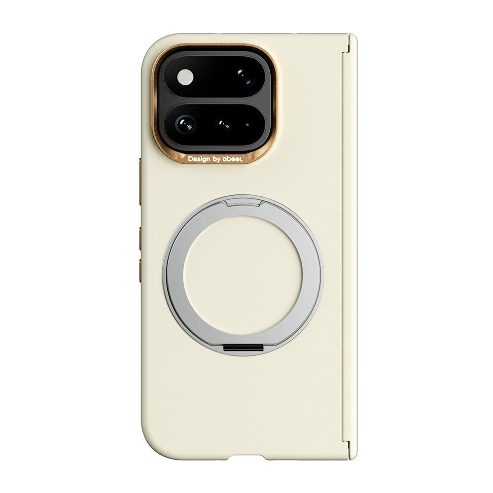 Google Pixel 11 Pro Fold ABEEL Hårdt Soft-Touch Plast Cover m. Kickstand - MagSafe Kompatibel - Gul