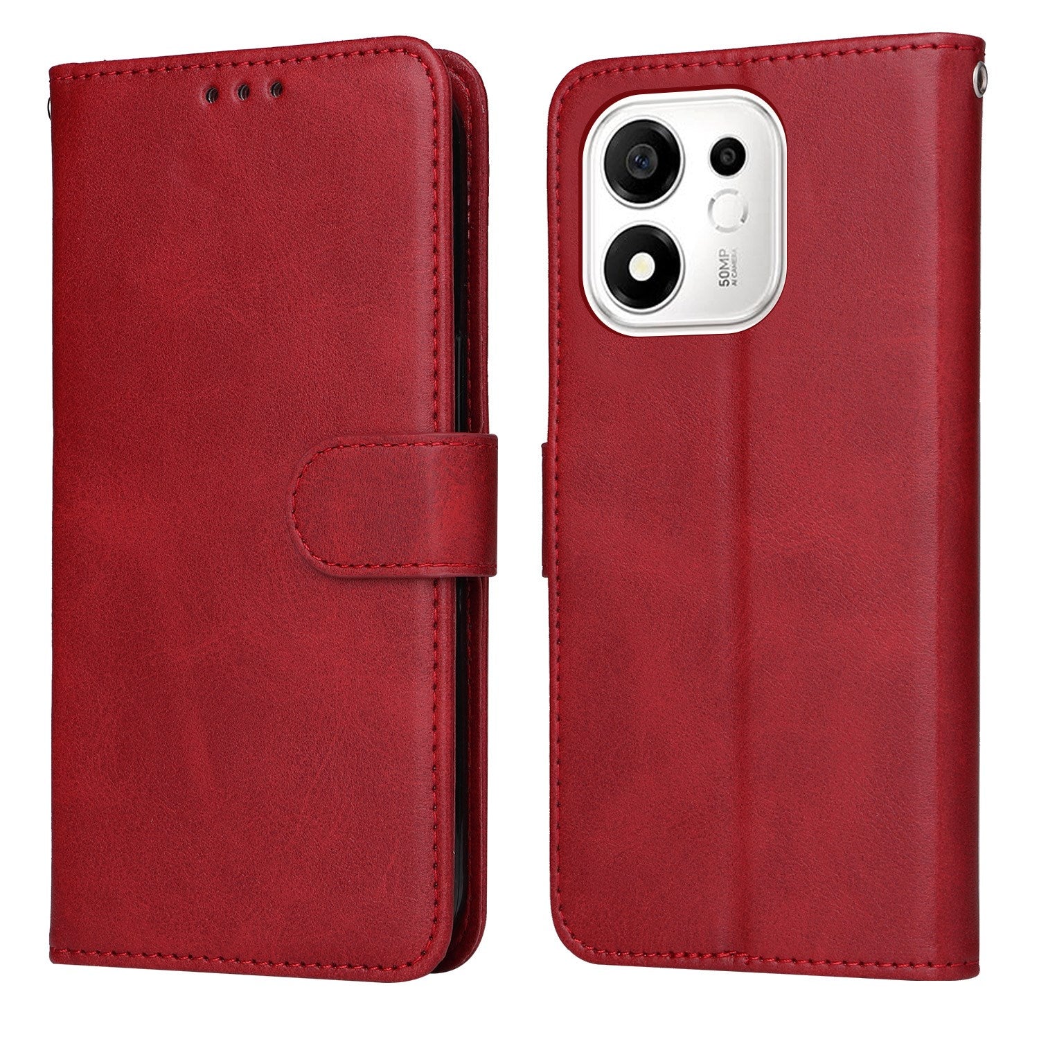 Honor 600 Smart EIDERWOOD Flip Cover i Kunstlæder - Rød