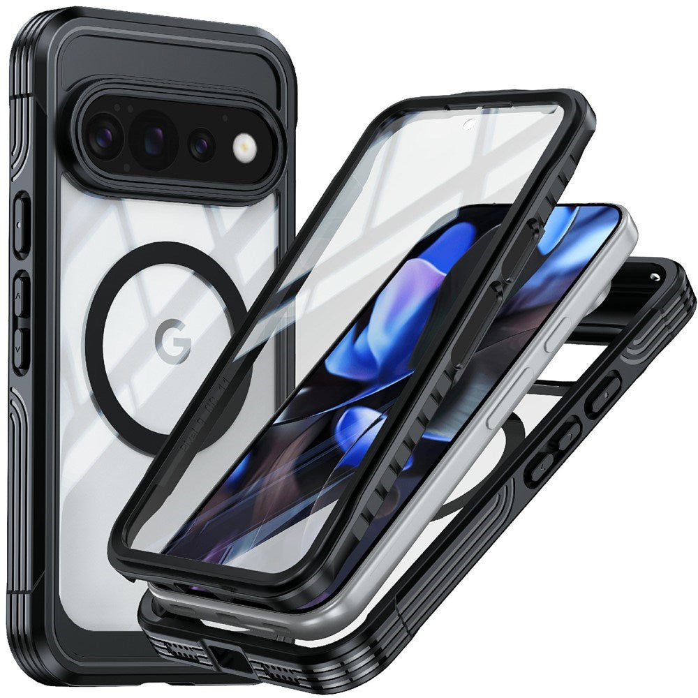 Google Pixel 11 Pro XL Stødabsorberende Cover m. Indbygget Skærmbeskyttelse - Gennemsigtig / Sort