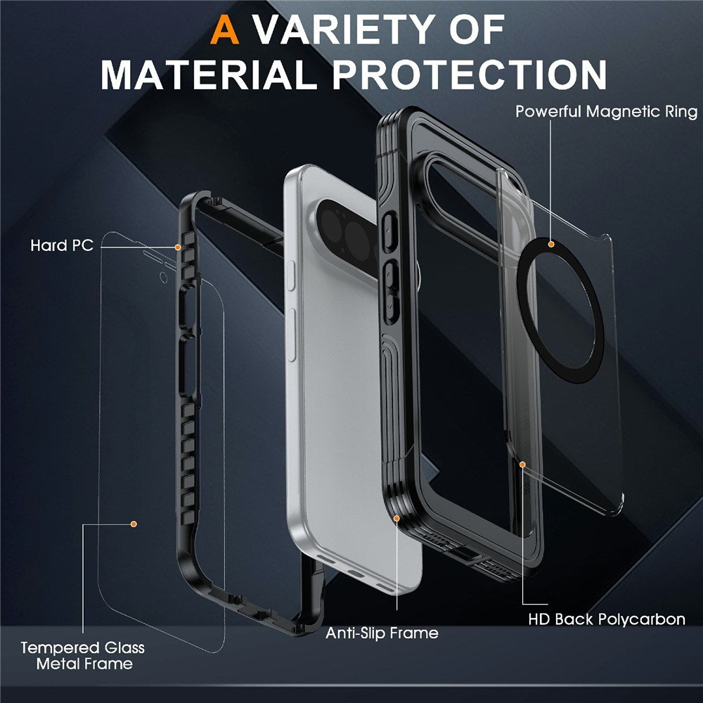 Google Pixel 11 Pro XL Stødabsorberende Cover m. Indbygget Skærmbeskyttelse - Gennemsigtig / Sort