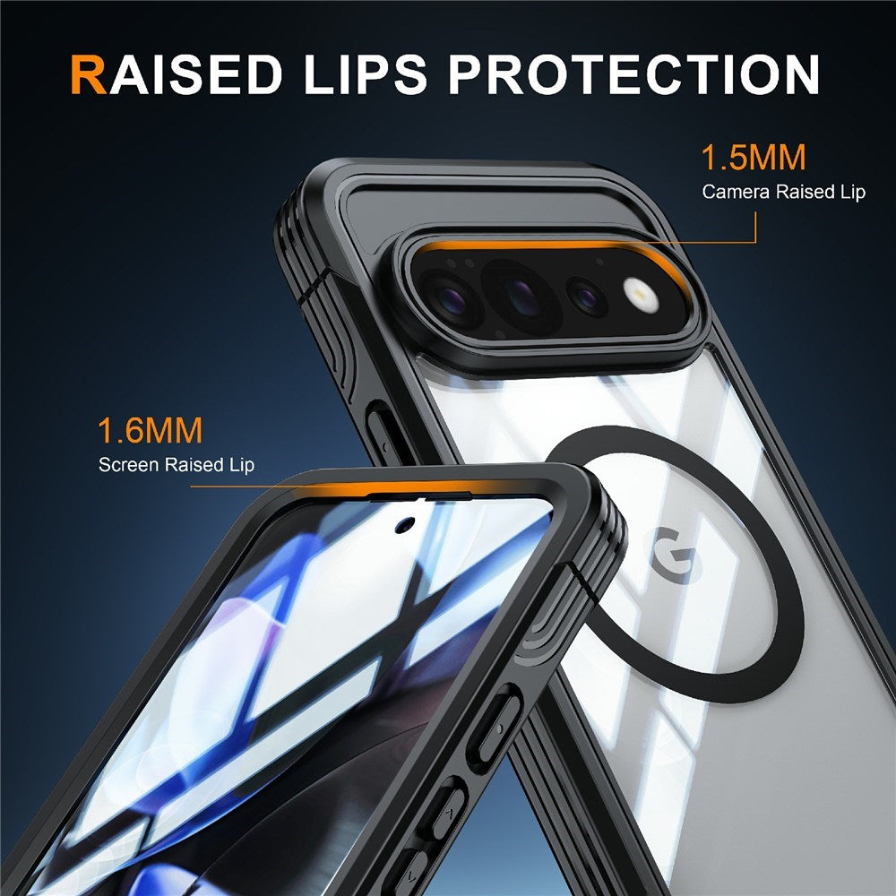 Google Pixel 11 Pro XL Stødabsorberende Cover m. Indbygget Skærmbeskyttelse - Gennemsigtig / Sort