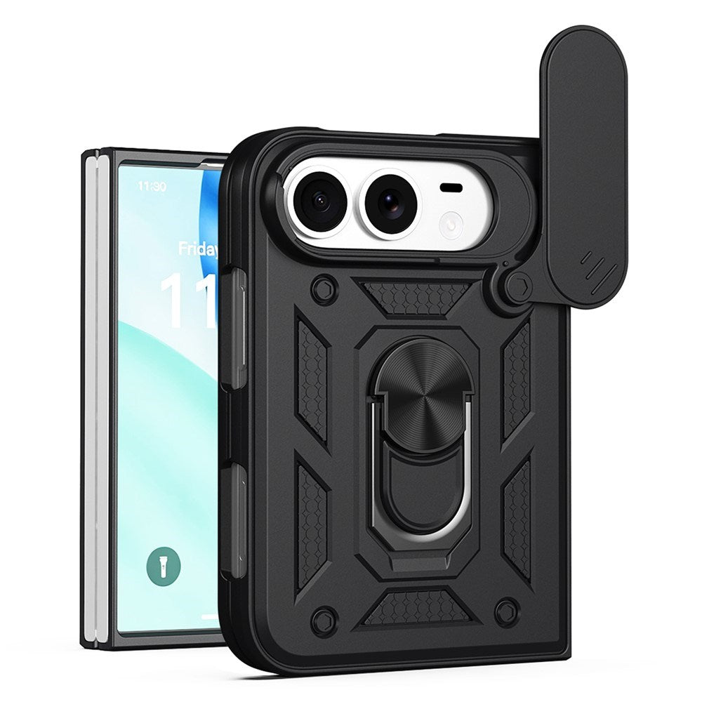 iPhone Fold EIDERWOOD Hybrid Håndværker Cover m. Kickstand & Cam Slider - Sort