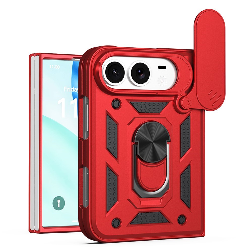iPhone Fold EIDERWOOD Hybrid Håndværker Cover m. Kickstand & Cam Slider - Rød
