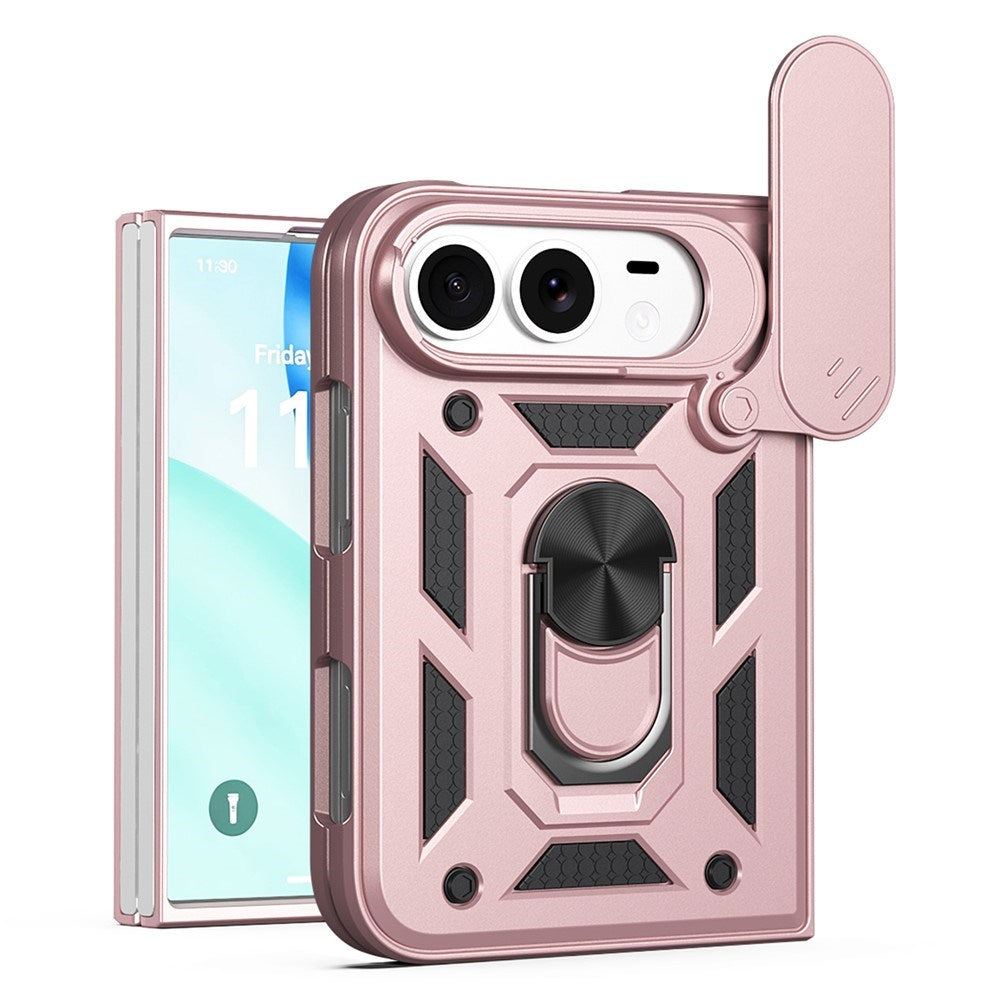 iPhone Fold EIDERWOOD Hybrid Håndværker Cover m. Kickstand & Cam Slider - Rose Gold