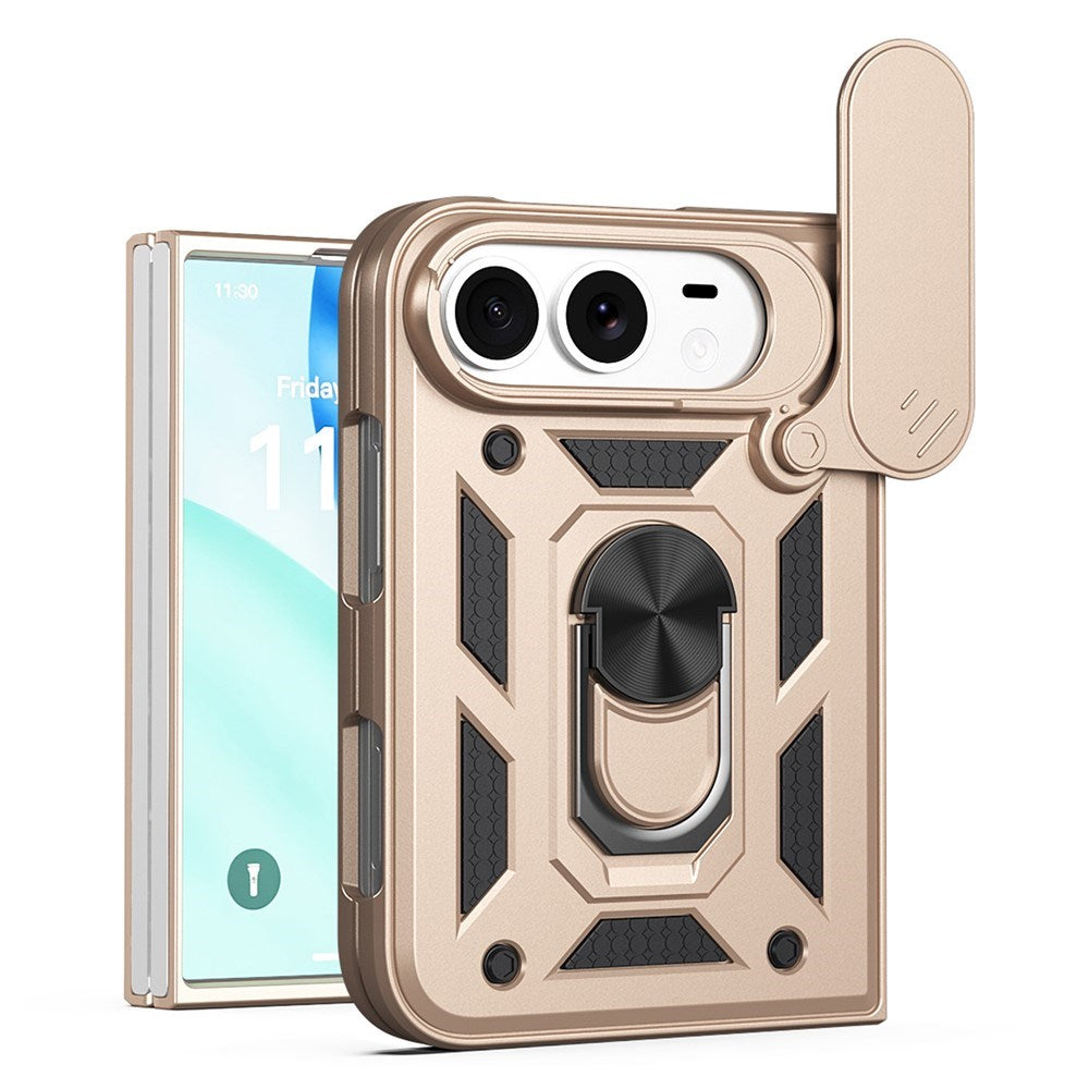 iPhone Fold EIDERWOOD Hybrid Håndværker Cover m. Kickstand & Cam Slider - Guld