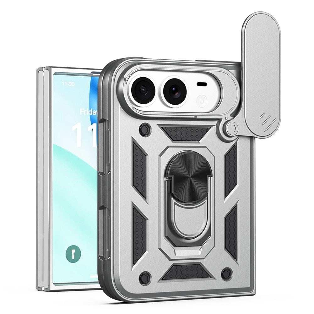 iPhone Fold EIDERWOOD Hybrid Håndværker Cover m. Kickstand & Cam Slider - Sølv