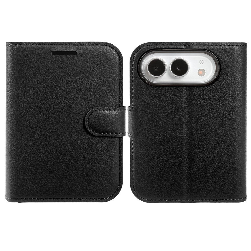iPhone Fold EIDERWOOD Kunstlæder Flip Cover m. Kortholder & Ståfunktion - Sort