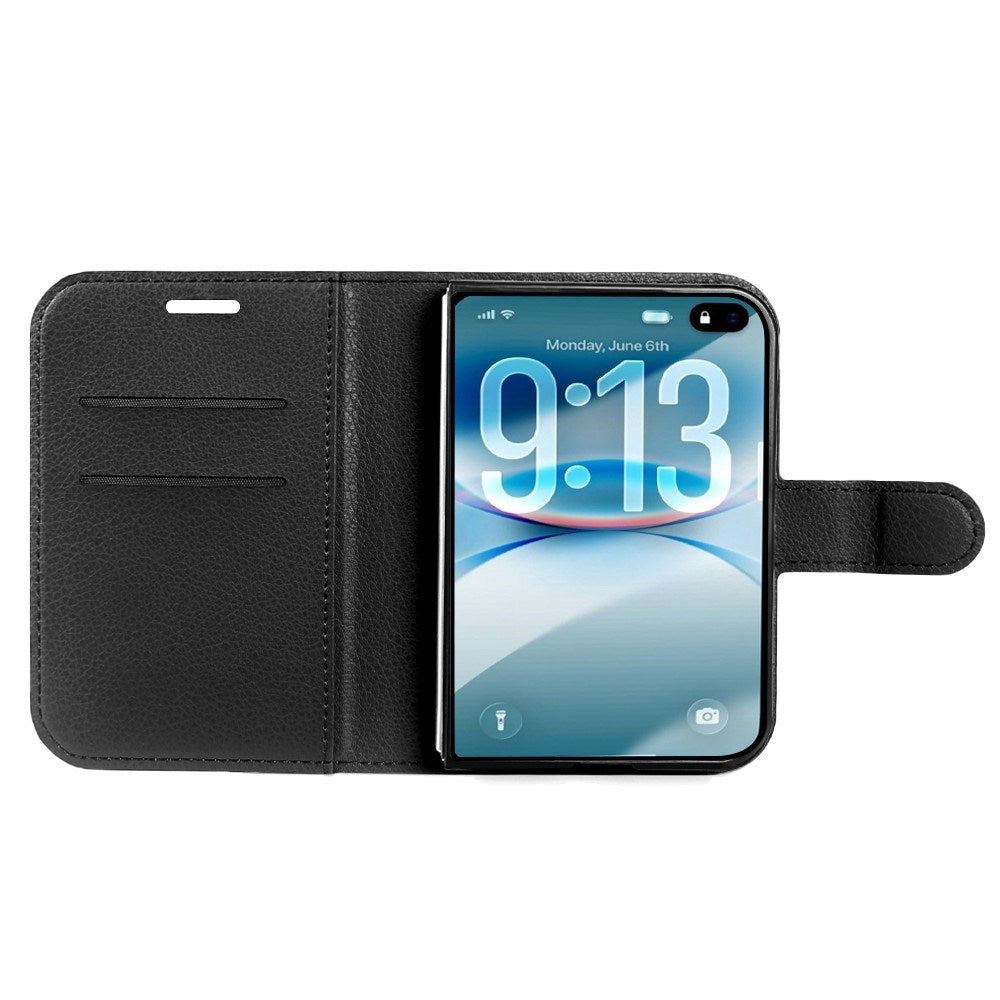 iPhone Fold EIDERWOOD Kunstlæder Flip Cover m. Kortholder & Ståfunktion - Sort