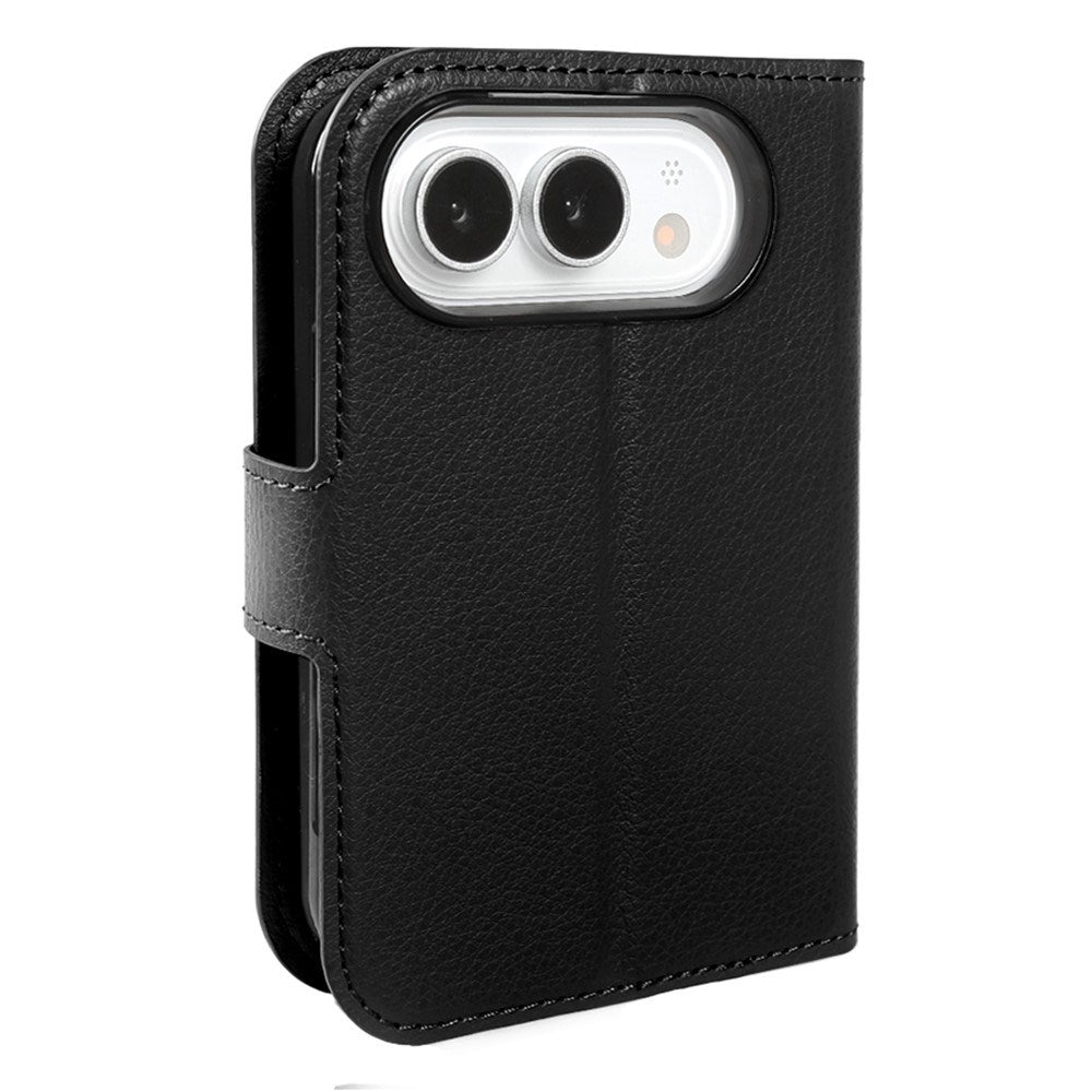 iPhone Fold EIDERWOOD Kunstlæder Flip Cover m. Kortholder & Ståfunktion - Sort