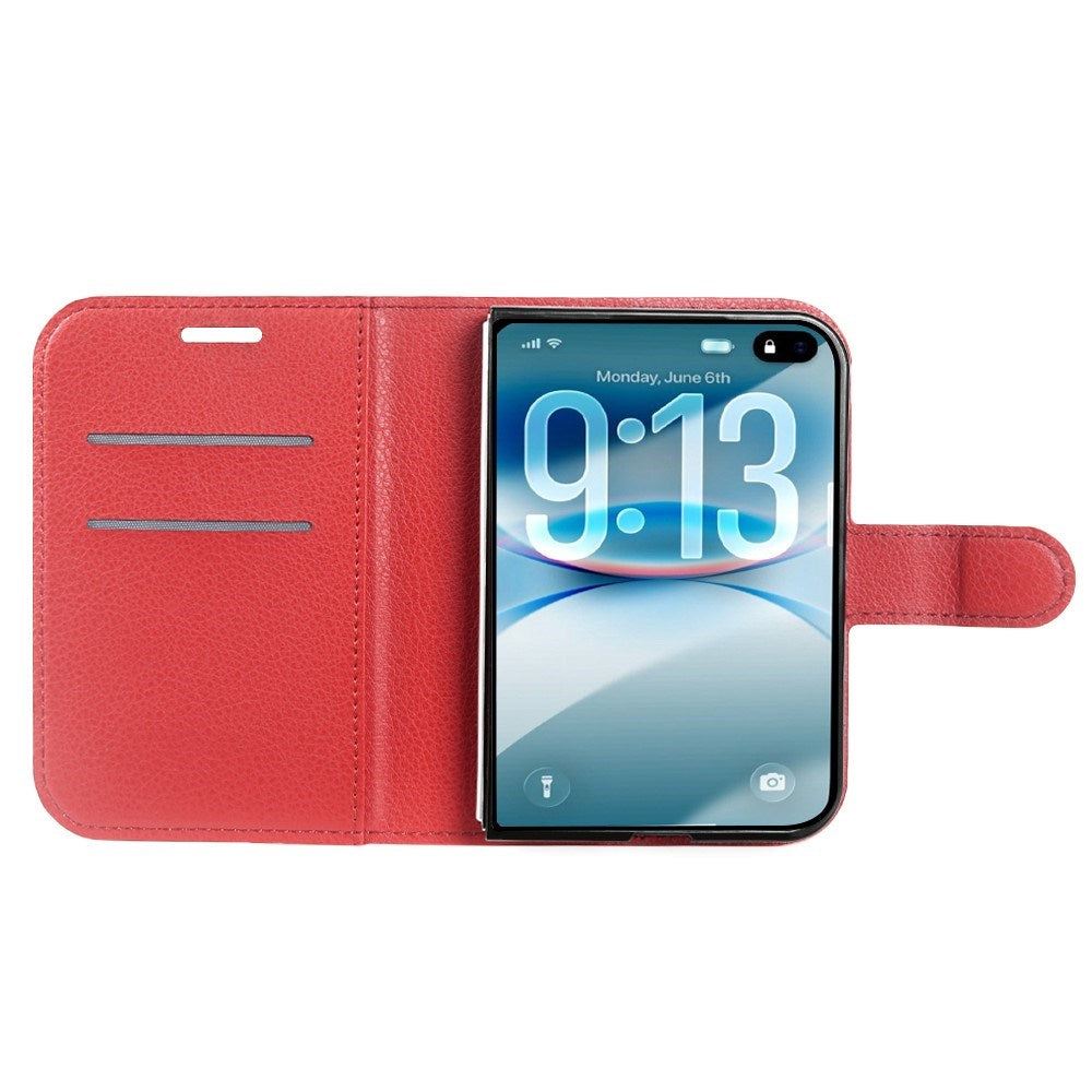 iPhone Fold EIDERWOOD Kunstlæder Flip Cover m. Kortholder & Ståfunktion - Rød