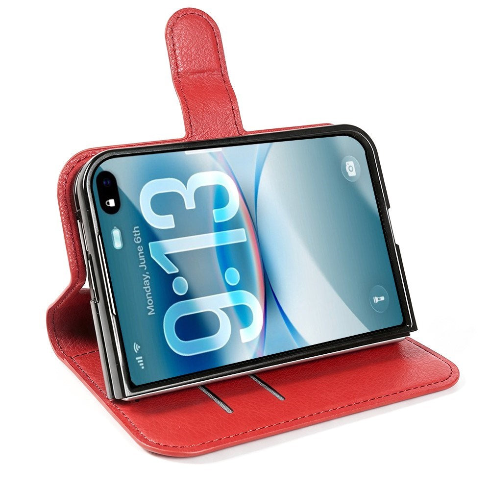 iPhone Fold EIDERWOOD Kunstlæder Flip Cover m. Kortholder & Ståfunktion - Rød