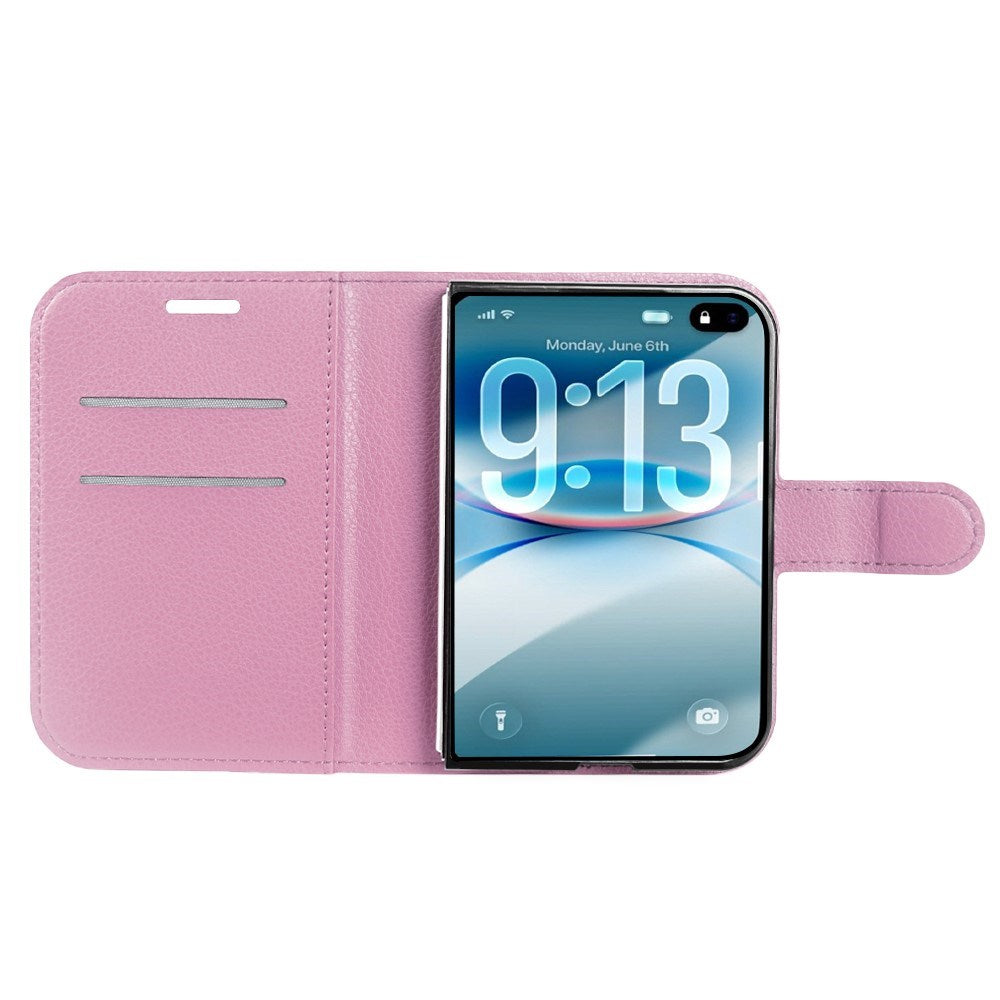 iPhone Fold EIDERWOOD Kunstlæder Flip Cover m. Kortholder & Ståfunktion - Lyserød