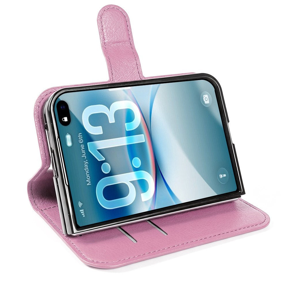 iPhone Fold EIDERWOOD Kunstlæder Flip Cover m. Kortholder & Ståfunktion - Lyserød